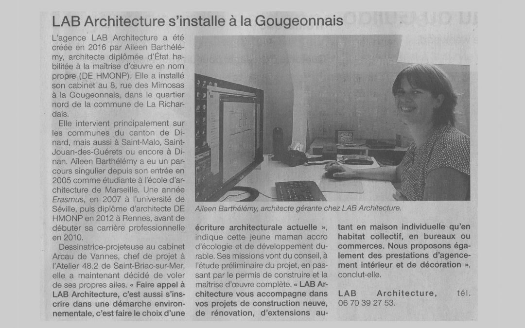 Le cabinet d’architecture « Lab architecture » dans Ouest France le 21/09/2016